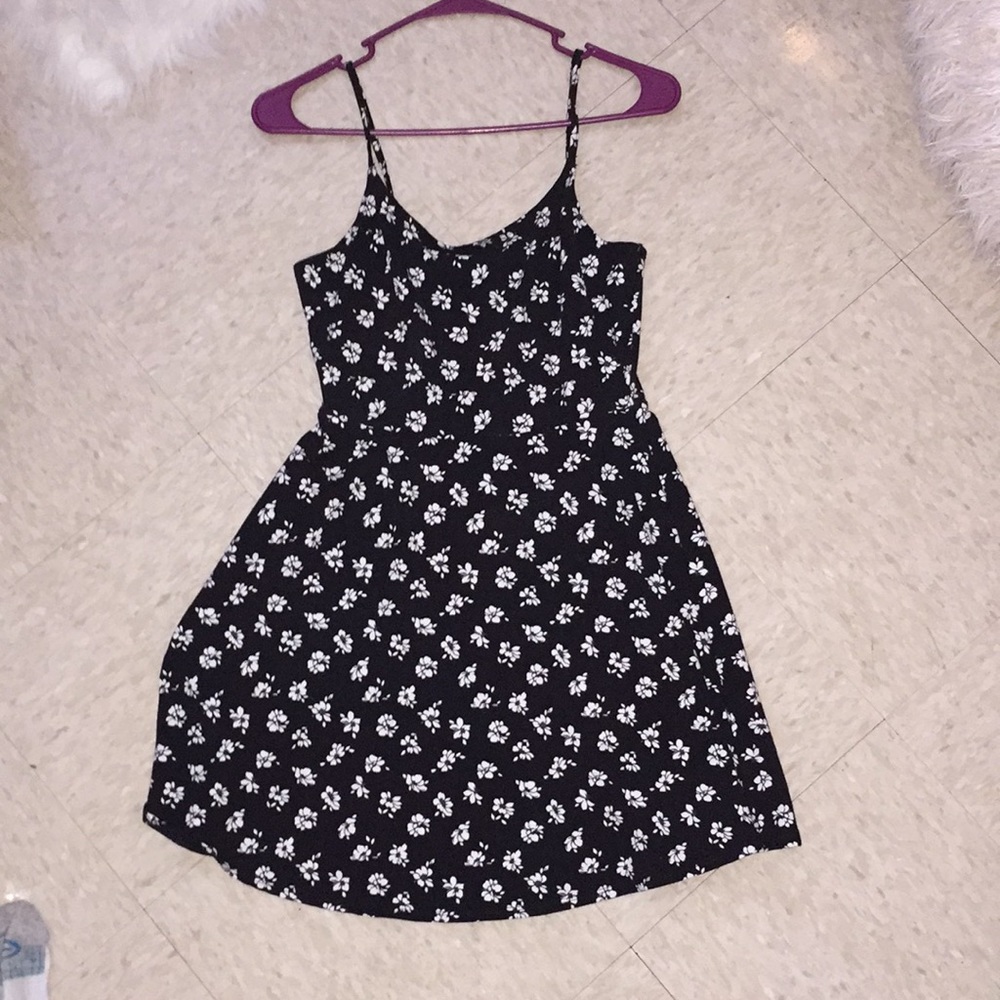 black sundress with white flowers